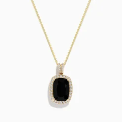Necklaces & Pendants|Effy Jewelry Eclipse 14K Yellow Gold Onyx and Diamond Pendant