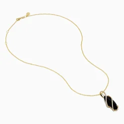 Necklaces & Pendants|Effy Jewelry Eclipse 14K Yellow Gold Onyx and Diamond Pendant