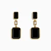 Earrings|Effy Jewelry Eclipse 14K Yellow Gold Onyx and Diamond Bezel Drop Earrings