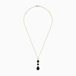Necklaces & Pendants|Effy Jewelry Eclipse 14K Yellow Gold Onyx and Diamond Drop Pendant