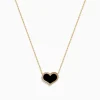 Necklaces & Pendants|Effy Jewelry Eclipse 14K Yellow Gold Onyx and Diamond Heart Necklace