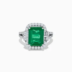 Rings|Effy Jewelry Effy Hematian 14K White Gold Emerald and Diamond Cocktail Ring