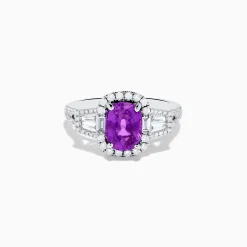 Rings|Effy Jewelry Effy Hematian 18K White Gold Purple Sapphire and Diamond Ring