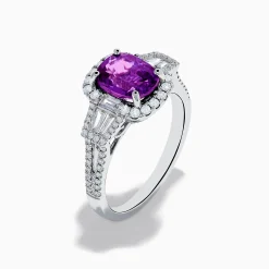 Rings|Effy Jewelry Effy Hematian 18K White Gold Purple Sapphire and Diamond Ring
