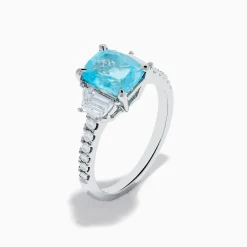 Rings|Effy Jewelry Effy Hematian 18K White Gold Paraiba Tourmaline and Diamond Ring