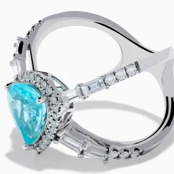 Rings|Effy Jewelry Effy Hematian 14K White Gold Paraiba and Diamond Criss Cross Ring