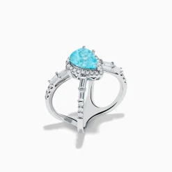 Rings|Effy Jewelry Effy Hematian 14K White Gold Paraiba and Diamond Criss Cross Ring