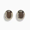 Earrings|Effy Jewelry Espresso 925 Sterling Silver and 18K Yellow Gold Espresso Diamond Earrings