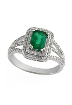 Rings|Effy Jewelry Gemma White Gold Emerald u0026 Diamond Ring, 1.37 TCW