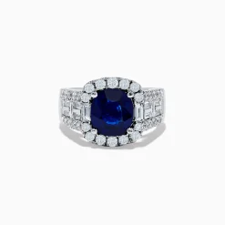 Rings|Effy Jewelry Hematian 18K White Gold Blue Sapphire and Diamond Ring