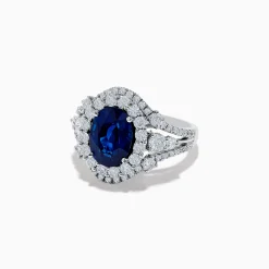 Rings|Effy Jewelry Hematian 18K White Gold Blue Sapphire and Diamond Ring