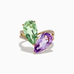 Rings|Effy Jewelry 14K Gold Diamond, Pink and Green Amethyst Toi Et Moi Ring