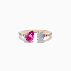 Rings|Effy Jewelry 14K Gold Diamond, Pink and White Sapphire Toi Et Moi Ring