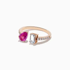 Rings|Effy Jewelry 14K Gold Diamond, Pink and White Sapphire Toi Et Moi Ring