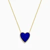 Necklaces & Pendants|Effy Jewelry 14K Gold Lapis Lazuli and Diamond Reversible Heart Pendant