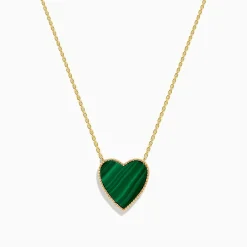Necklaces & Pendants|Effy Jewelry 14K Gold Malachite and Diamond Reversible Heart Pendant