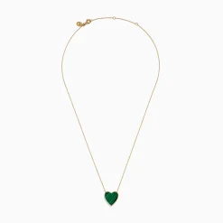 Necklaces & Pendants|Effy Jewelry 14K Gold Malachite and Diamond Reversible Heart Pendant