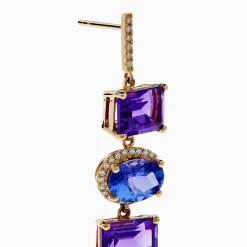 Earrings|Effy Jewelry 14K Gold Tanzanite, Purple Amethyst and Diamond Drop Earrings