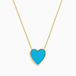 Necklaces & Pendants|Effy Jewelry 14K Gold Turquoise and Diamond Reversible Heart Pendant