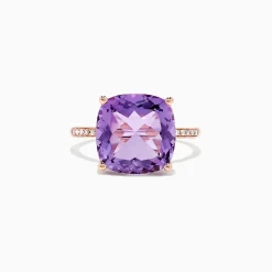 Rings|Effy Jewelry 14K Rose Gold Amethyst and Diamond Ring, 6.65 TCW