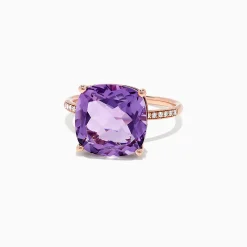 Rings|Effy Jewelry 14K Rose Gold Amethyst and Diamond Ring, 6.65 TCW
