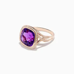 Rings|Effy Jewelry 14K Rose Gold Amethyst and Diamond Cocktail Ring
