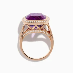 Rings|Effy Jewelry 14K Rose Gold Amethyst and Diamond Cocktail Ring