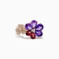 Rings|Effy Jewelry 14K Rose Gold Amethyst and Pink Tourmaline Flower Ring