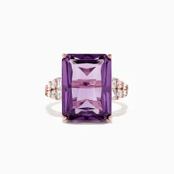 Rings|BH Multi 14K Rose Gold Amethyst and Diamond Cocktail Ring, 11.94 TCW