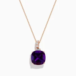 Necklaces & Pendants|Effy Jewelry 14K Rose Gold Amethyst and White Sapphire Pendant