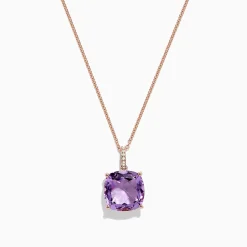 Necklaces & Pendants|Effy Jewelry 14K Rose Gold Amethyst and Diamond Pendant, 6.62 TCW