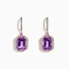 Earrings|BH Multi 14K Rose Gold Amethyst, Pink Sapphire and Diamond Earrings, 7.04 TCW
