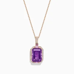 Necklaces & Pendants|BH Multi 14K Rose Gold Amethyst, Pink Sapphire and Diamond Pendant, 8.08 TCW
