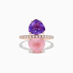 Rings|Effy Jewelry 14K Rose Gold Amethyst, Rose Quartz, and Diamond Toi Et Moi Ring