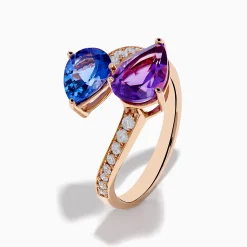 Rings|Effy Jewelry 14K Rose Gold Amethyst, Tanzanite and Diamond Ring