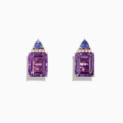 Earrings|Effy Jewelry 14K Rose Gold Amethyst, Tanzanite and Diamond Earrings, 8.62 TCW