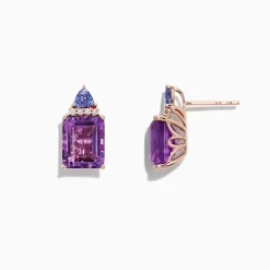 Earrings|Effy Jewelry 14K Rose Gold Amethyst, Tanzanite and Diamond Earrings, 8.62 TCW