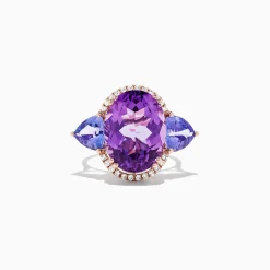 Rings|Effy Jewelry 14K Rose Gold Amethyst, Tanzanite and Diamond Ring, 10.28 TCW