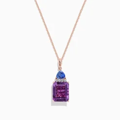 Necklaces & Pendants|Effy Jewelry 14K Rose Gold Amethyst, Tanzanite and Diamond Pendant, 6.16 TCW