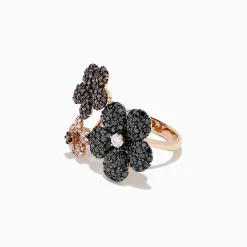 Rings|BH Multi 14K Rose Gold Black, Espresso u0026 White Diamond Flower Ring, 2.47 TCW