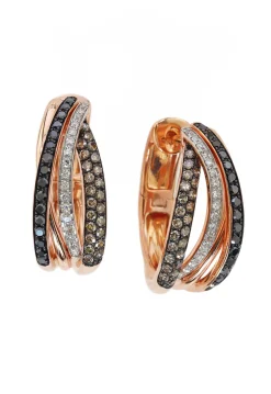 Earrings|Effy Jewelry 14K Rose Gold Black, Espresso and White Diamond Earrings