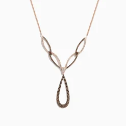 Necklaces & Pendants|Effy Jewelry 14K Rose Gold Brown and White Diamond Necklace
