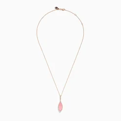 Necklaces & Pendants|Effy Jewelry 14K Rose Gold Diamond and Rose Quartz Pendant