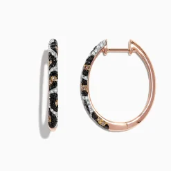 Necklaces & Pendants|Effy Jewelry 14K Rose Gold Diamond Leopard Spot Hoop Earrings, 0.78 TCW