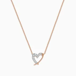 Necklaces & Pendants|Effy Jewelry 14K Rose Gold Diamond Open Heart Necklace