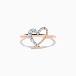 Rings|Effy Jewelry 14K Rose Gold Diamond Open Heart Ring