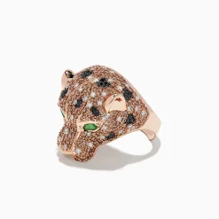 Mens|BH Multi 14K Rose Gold Emerald and Mixed Diamonds Panther Ring