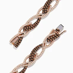 Bracelets|Effy Jewelry 14K Rose Gold Espresso and White Diamond Tennis Bracelet 3.33 TCW