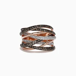 Rings|Effy Jewelry 14K Rose Gold Espresso and White Diamond Ring, 0.74 TCW