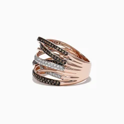 Rings|Effy Jewelry 14K Rose Gold Espresso and White Diamond Ring, 0.74 TCW